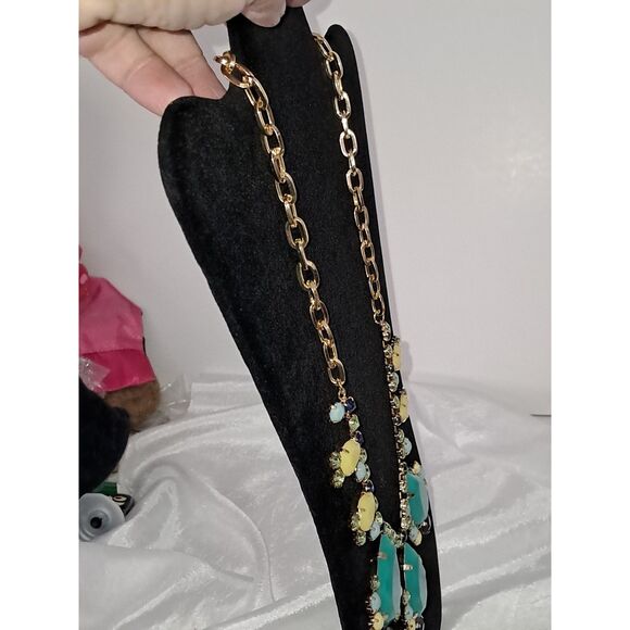 A Lilly Colorful Statement Necklace Rhinestone Gold Tone Fairy Core Royalty - Picture 10 of 11